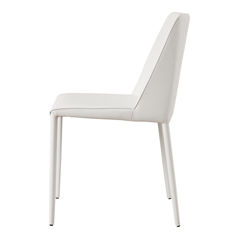 Set of Two White Faux Leather And Iron Dining Side Chairs