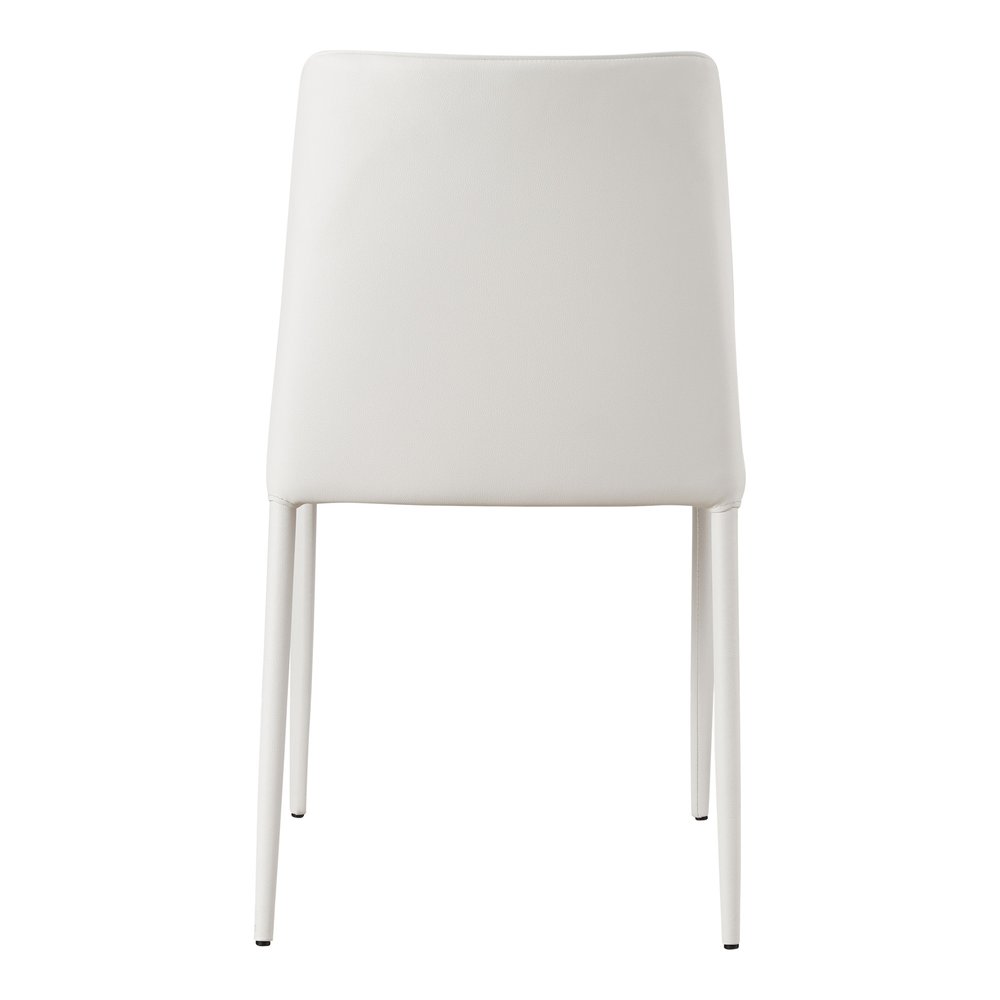 Set of Two White Faux Leather And Iron Dining Side Chairs