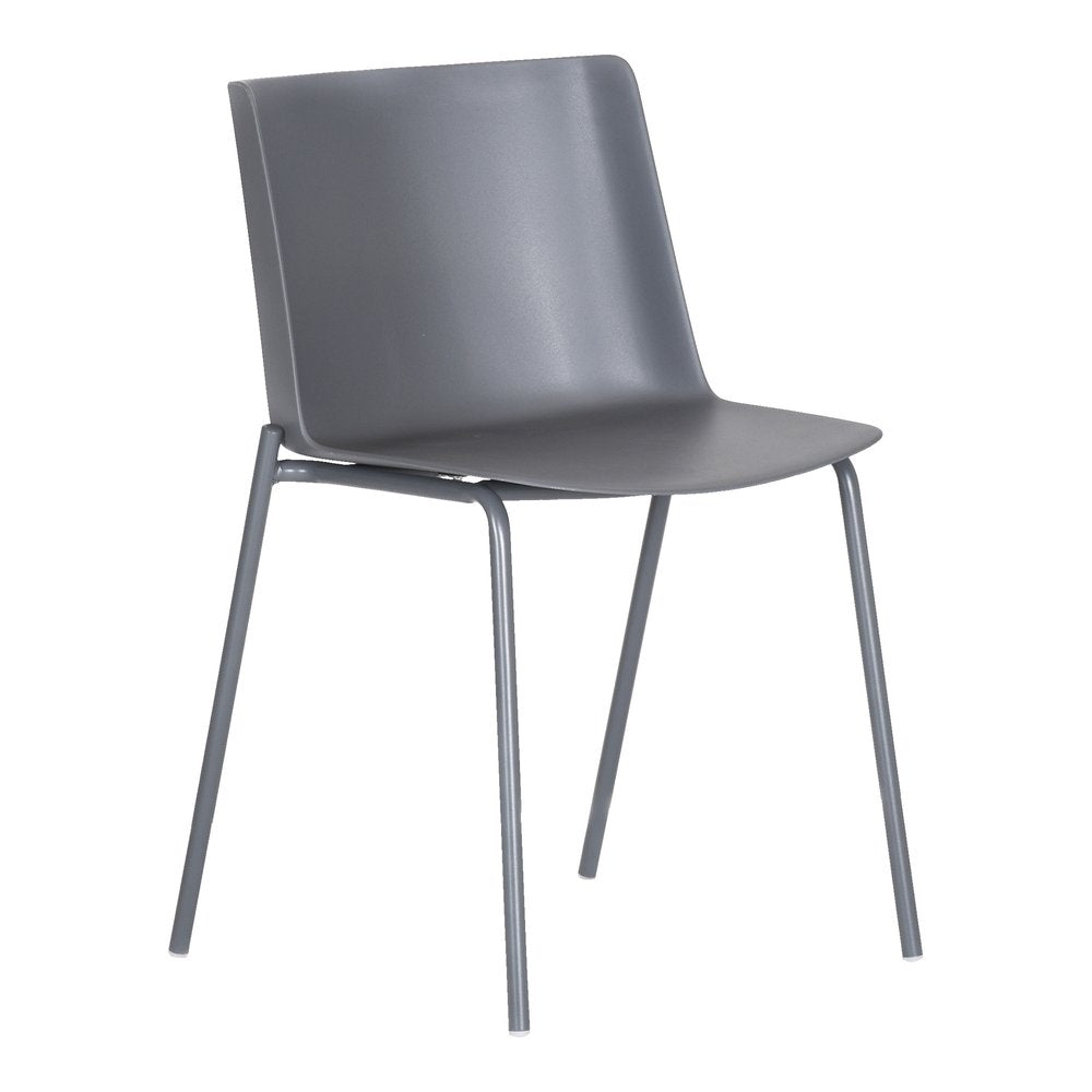 Set of Two Gray Steel and Heavy Duty Plastic Dining Side Chairs