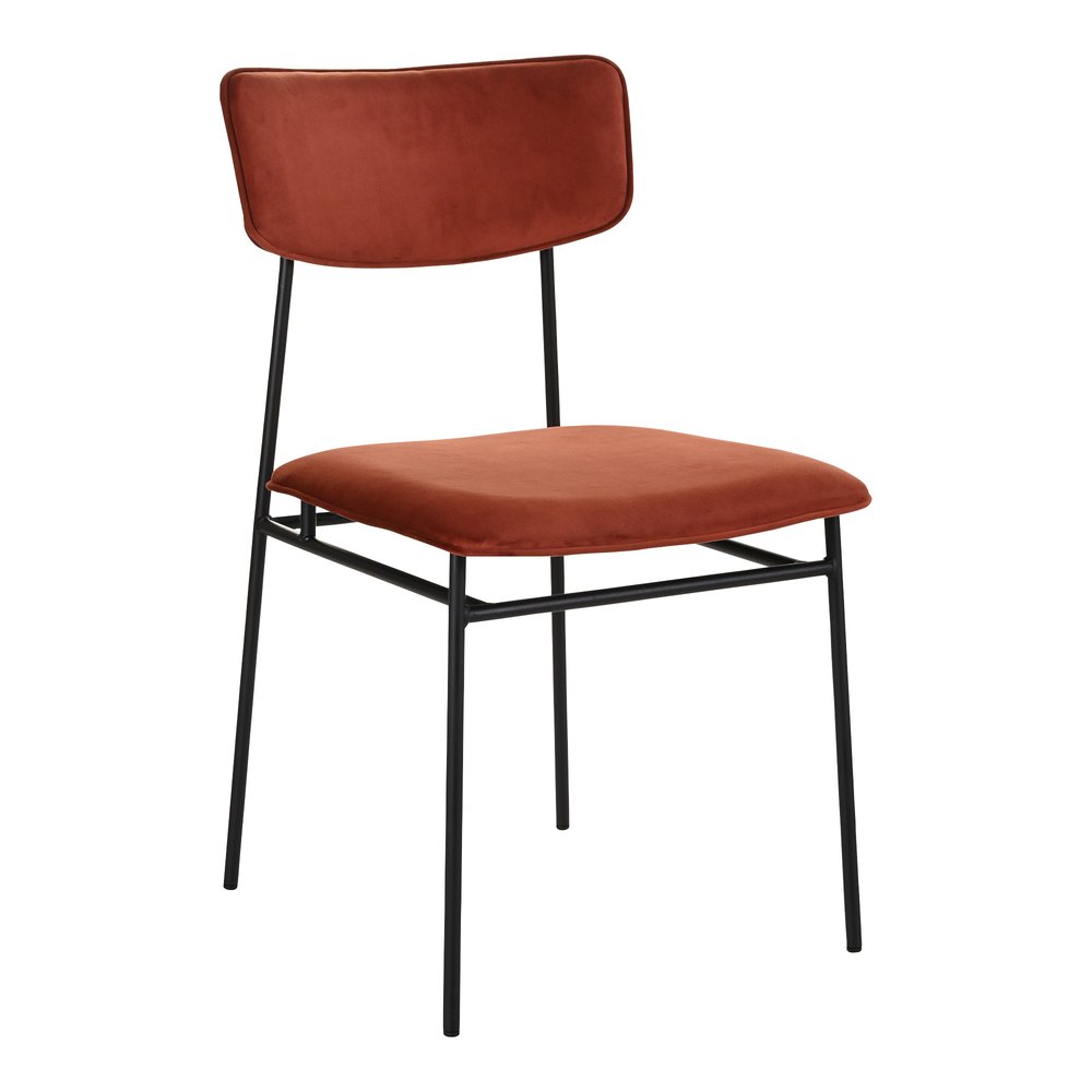 Set of Two Amber and Black Fabric Open Back Dining Side Chairs