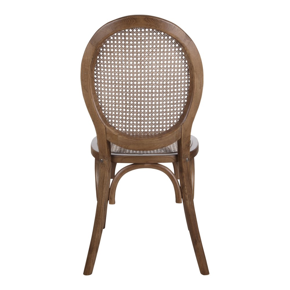 Set of Two Brown Solid Wood and Rattan King Louis Back Dining Arm Chairs