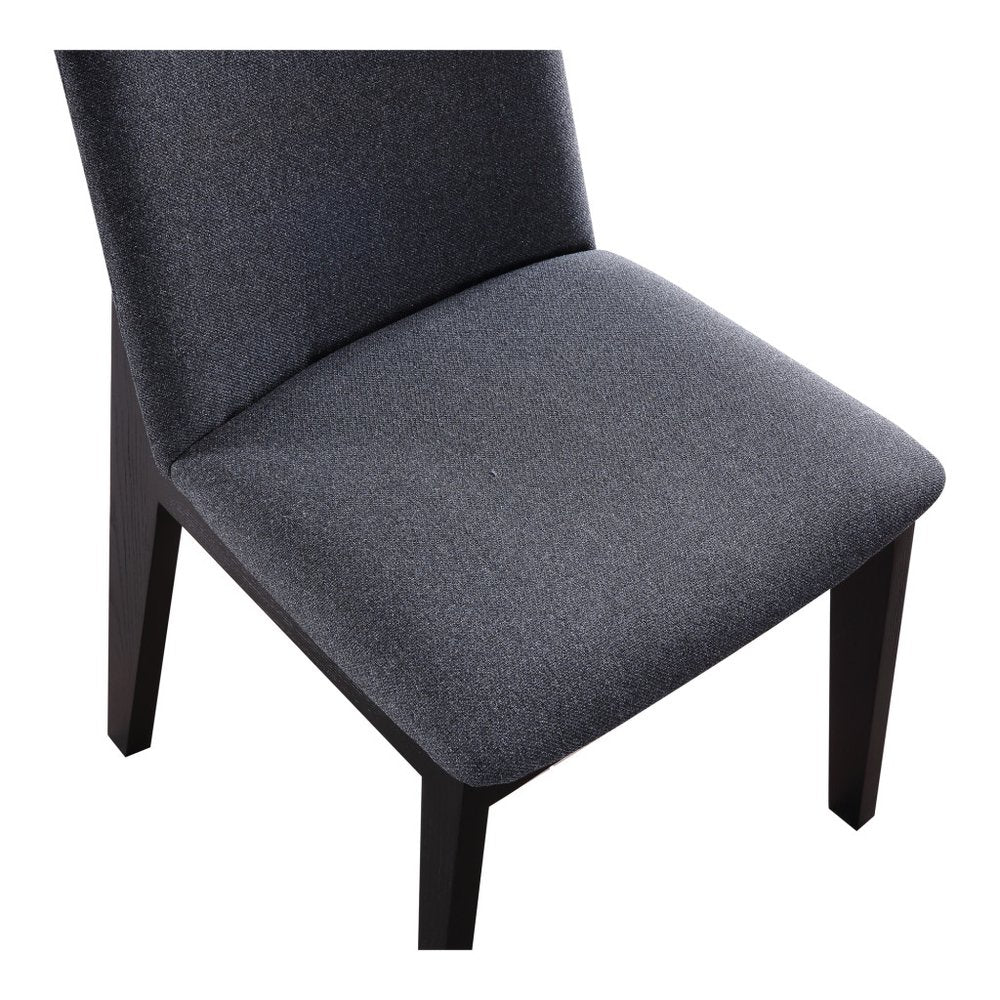 Set of Two Charcoal and Black Fabric Dining Side Chairs