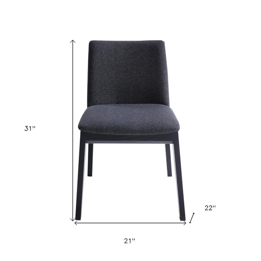 Set of Two Charcoal and Black Fabric Dining Side Chairs