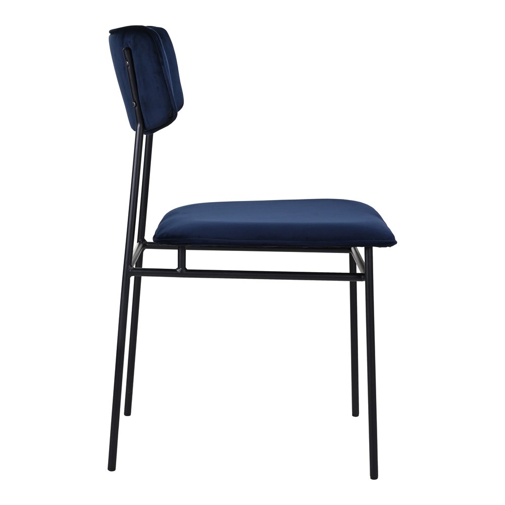 Blue and Black Velvet Open Back Dining Side Chair