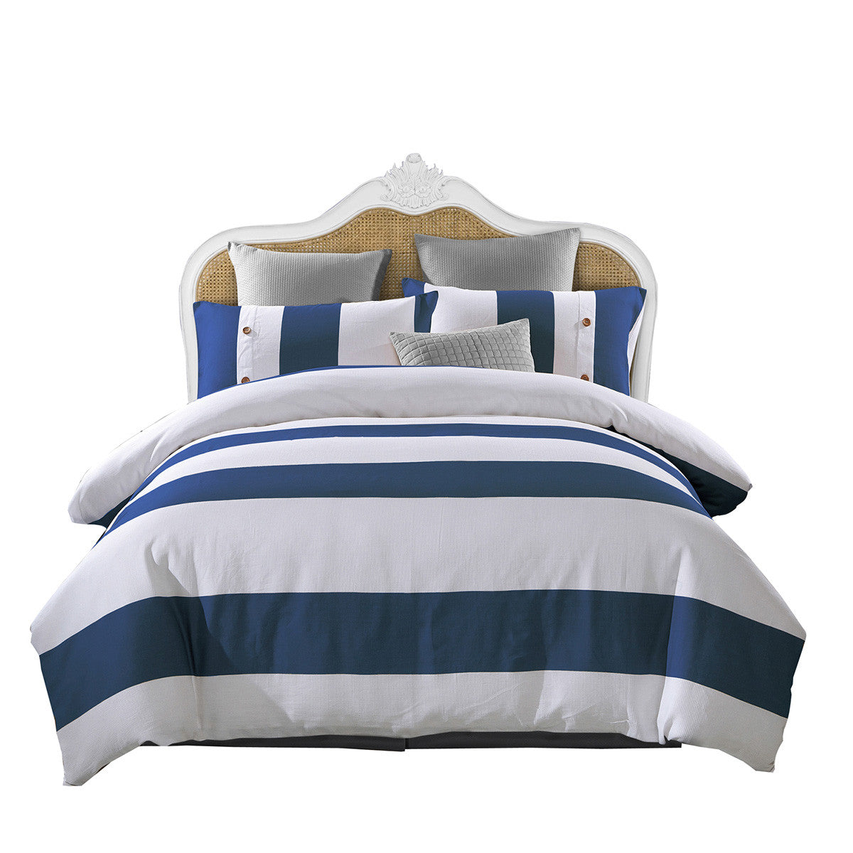 Blue And White King Cotton Washable Duvet Cover Set