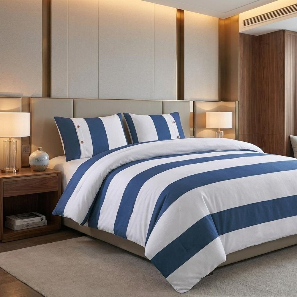 Blue And White Queen Cotton Washable Duvet Set