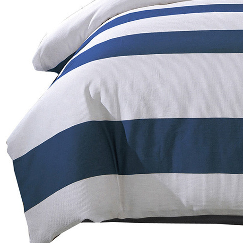 Blue And White King Cotton Washable Duvet Cover Set