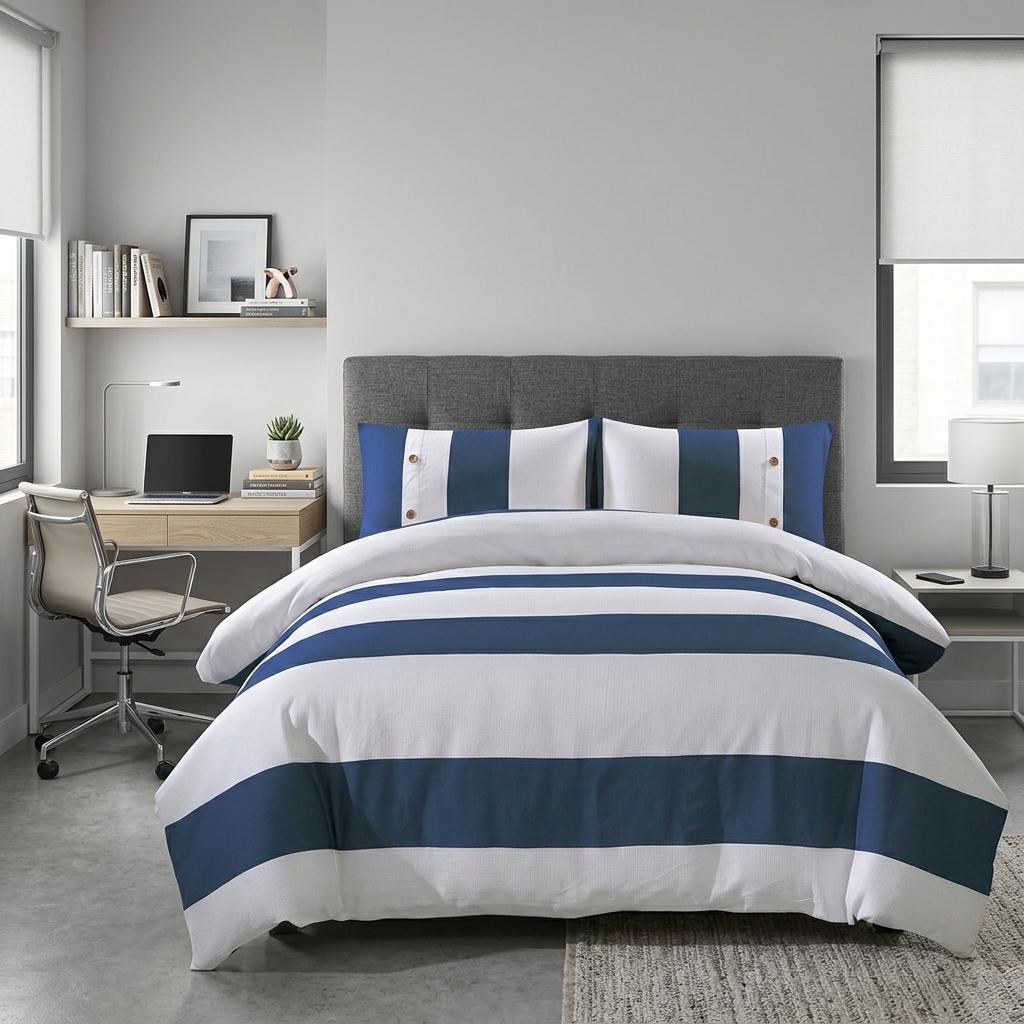 Blue And White Twin Extra Long Cotton Washable Duvet Set