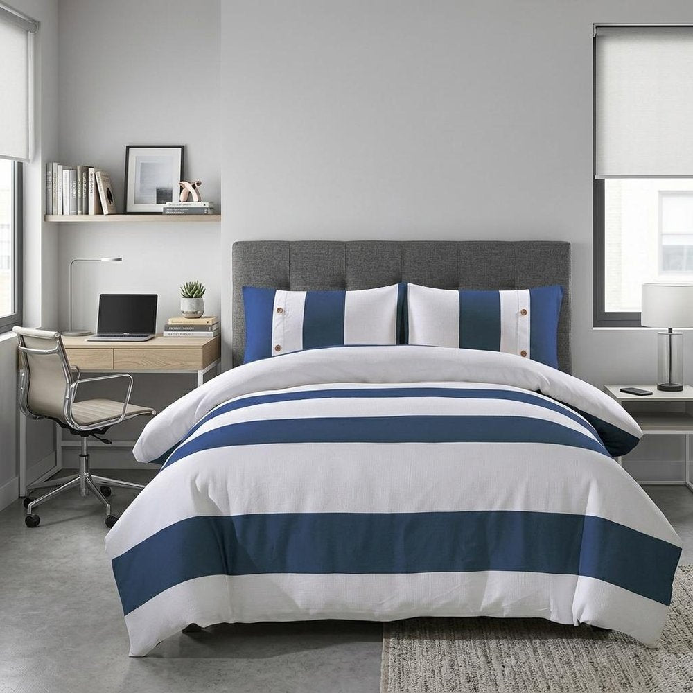 Blue And White Queen Cotton Washable Duvet Set