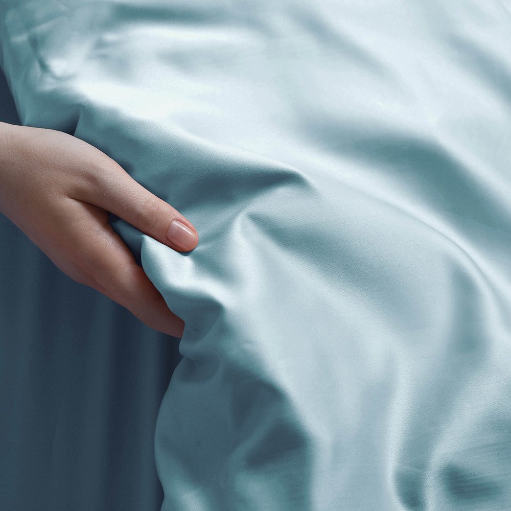 Light Blue King Rayon Washable Duvet Cover Set