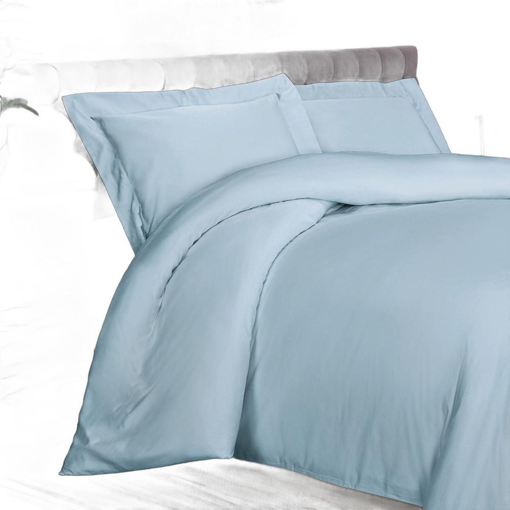 Light Blue King Rayon Washable Duvet Cover Set