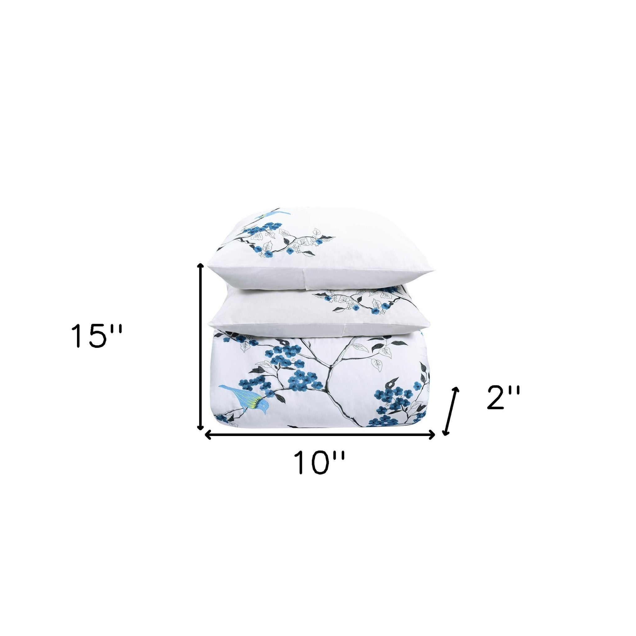 Blue and White Queen 100% Cotton 200 Thread Count Washable Duvet Cover Set