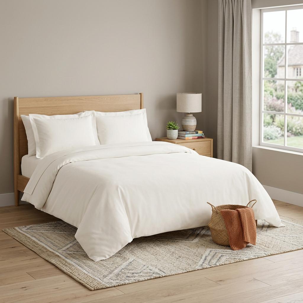 Ivory Queen Cotton Blend Washable Duvet Cover Set