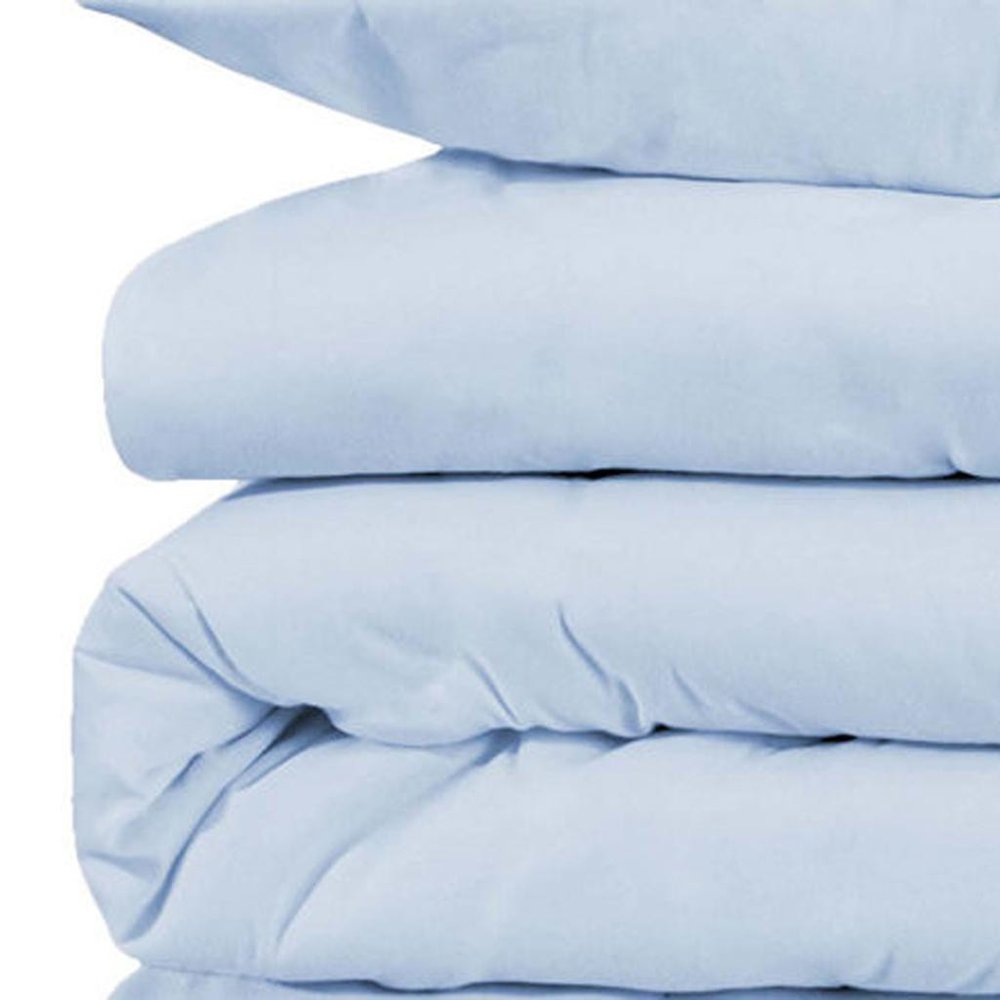 Blue King Cotton Blend Washable Duvet Cover Set