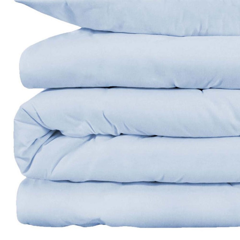 Blue King Cotton Blend Washable Duvet Cover Set