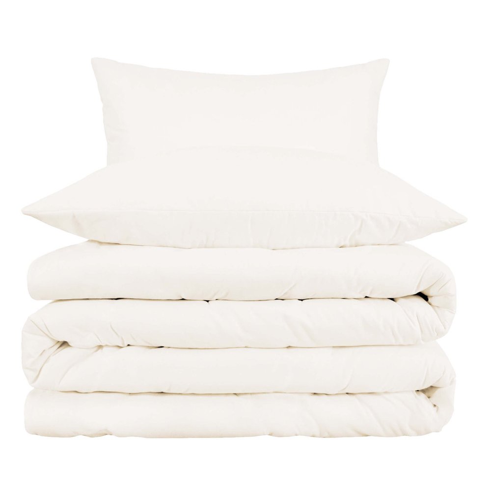 Ivory Queen Cotton Blend Washable Duvet Cover Set