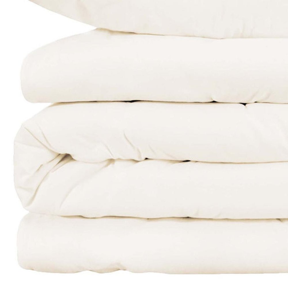 Ivory Queen Cotton Blend Washable Duvet Cover Set