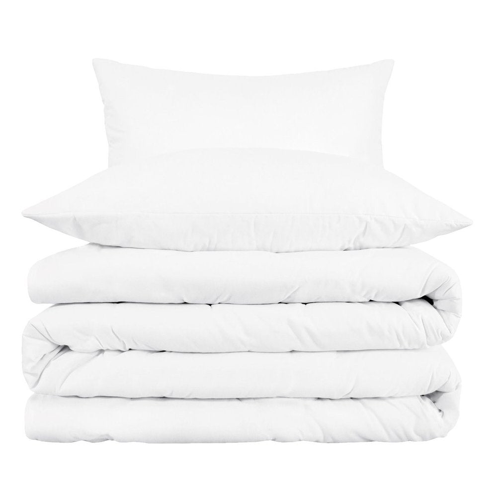 White Queen Cotton Blend Washable Duvet Cover Set
