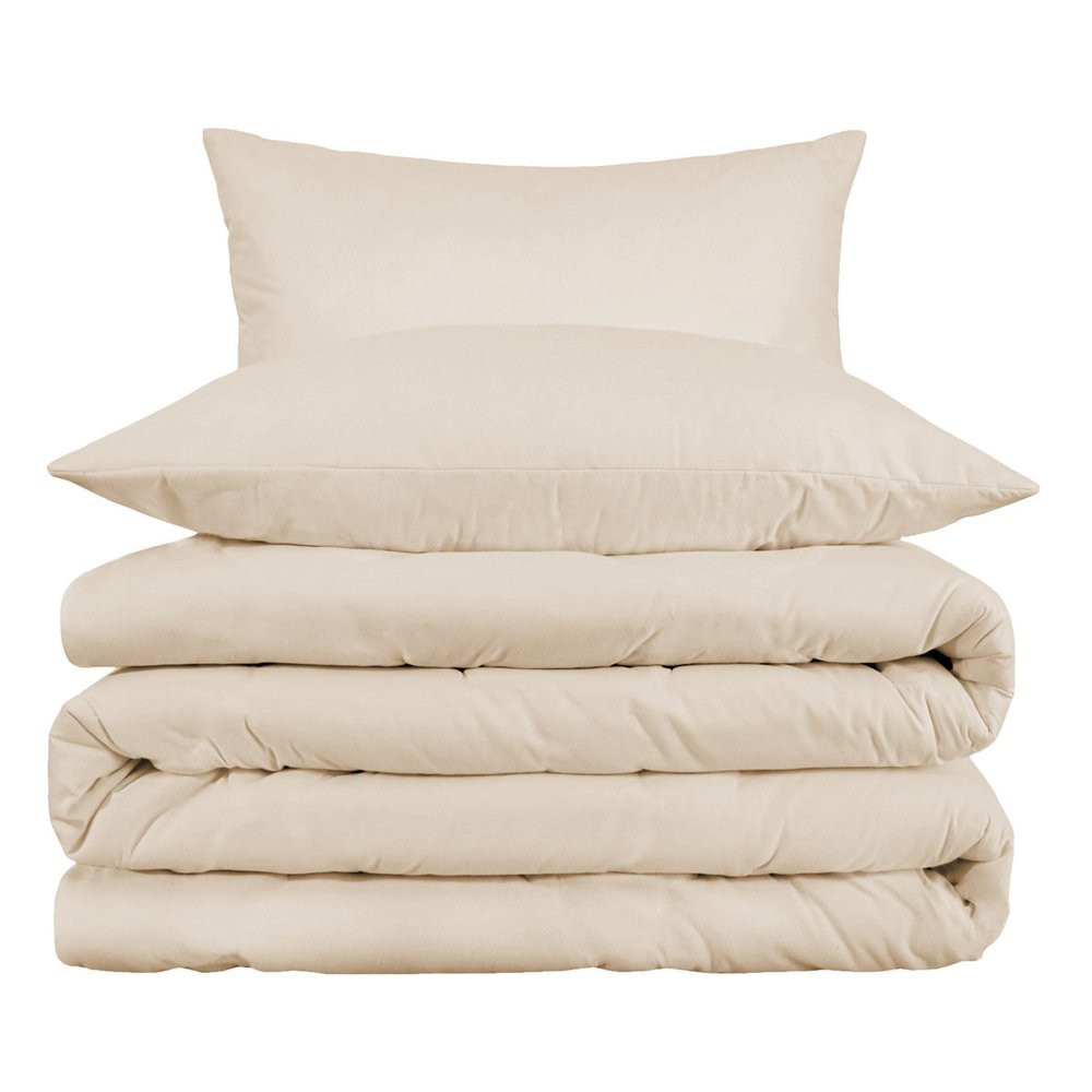 Ivory Queen Cotton Washable Duvet Cover Set