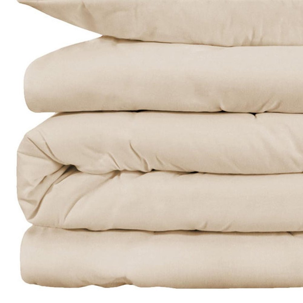 Ivory Queen Cotton Washable Duvet Cover Set