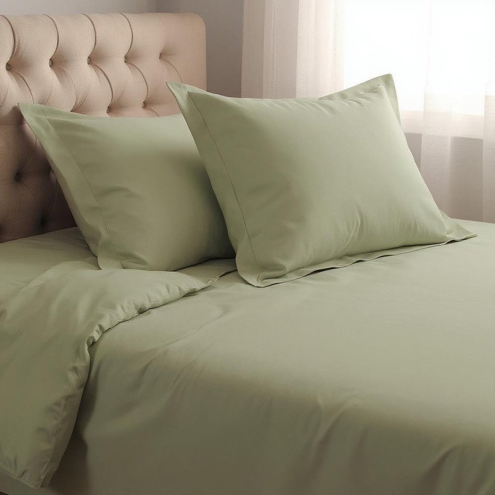 Sage King Cotton Washable Duvet Cover Set With Two Shams