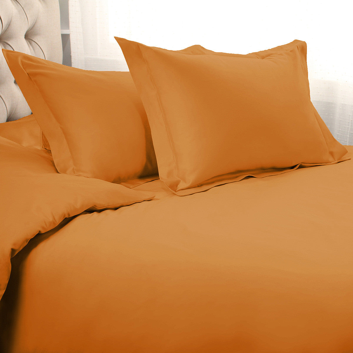 Orange Queen Cotton Blend 1200 Thread Count Washable Duvet Cover Set