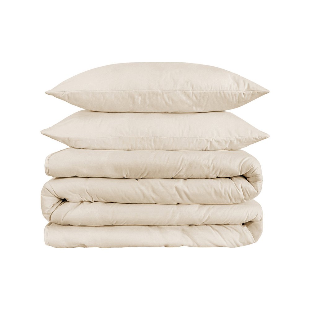 Ivory Queen Cotton Washable Duvet Cover Set