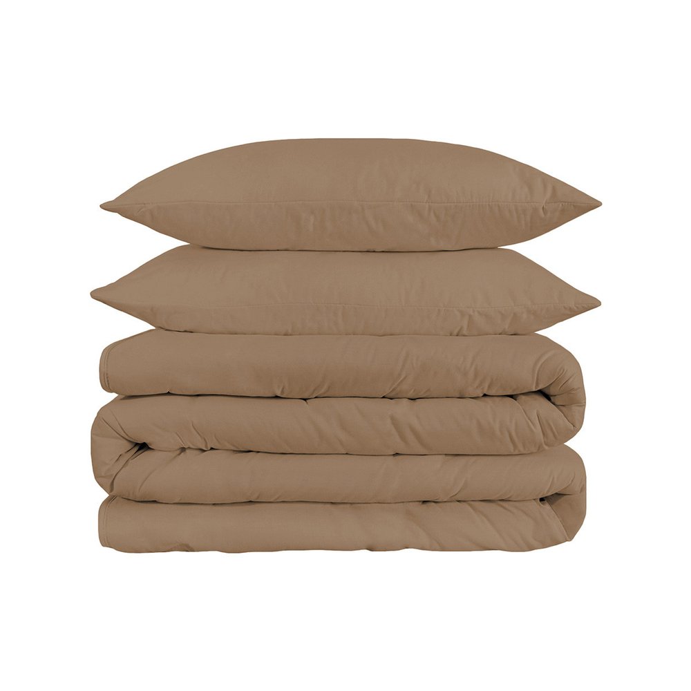 Taupe Queen Cotton Blend Washable Duvet Cover Set