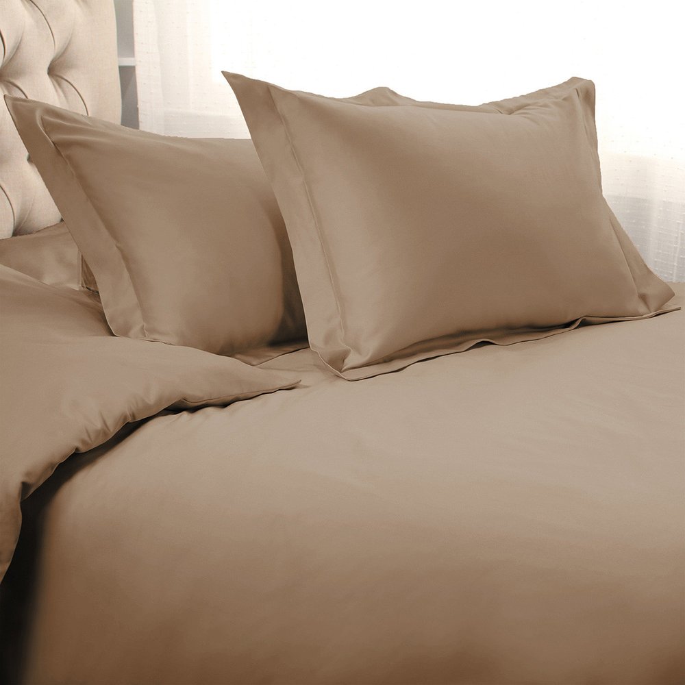 Taupe Queen Cotton Blend Washable Duvet Cover Set