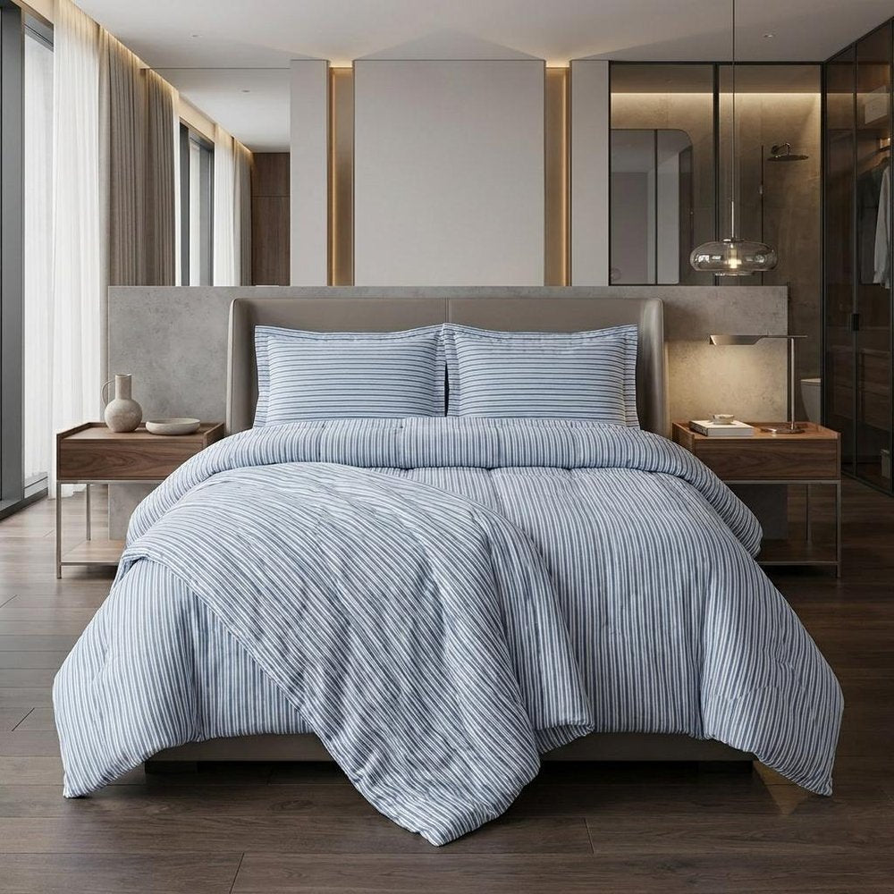 Taupe Queen Cotton Blend Washable Duvet Cover Set