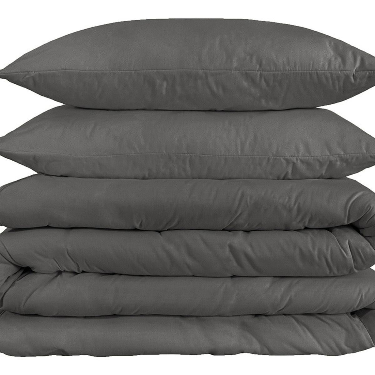 Charcoal King Cotton Washable Duvet Cover Set