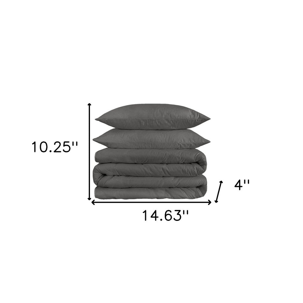 Charcoal King Cotton Washable Duvet Cover Set