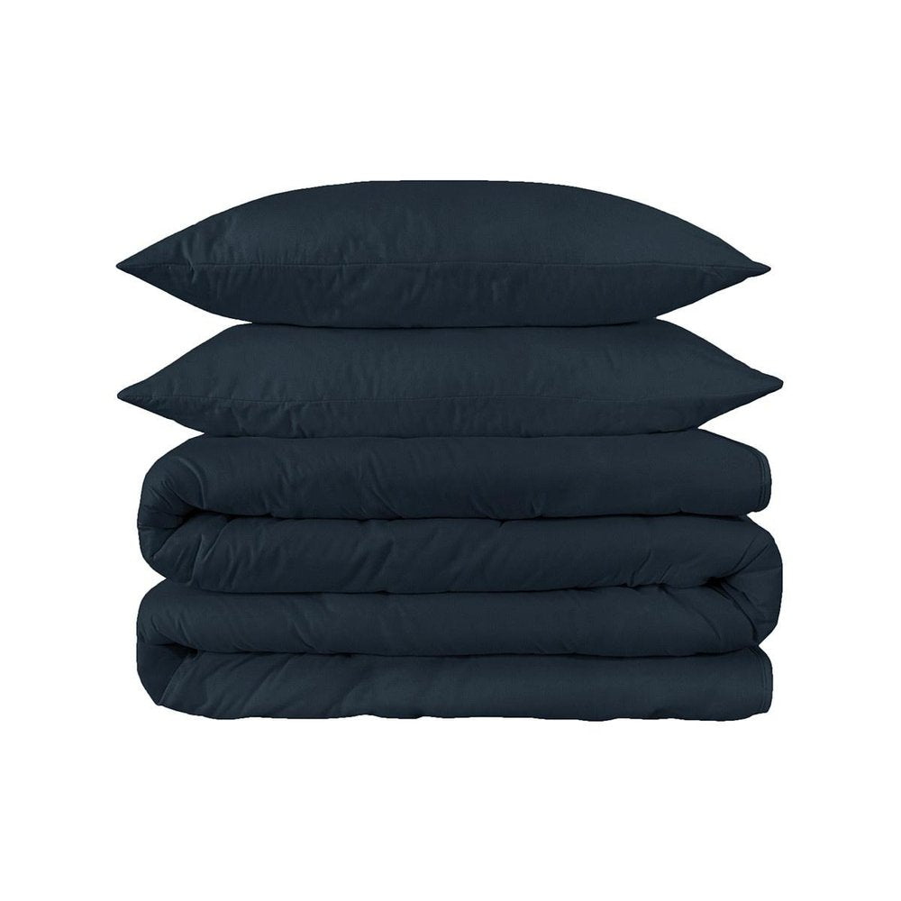 Navy Blue King Cotton Washable Duvet Cover Set