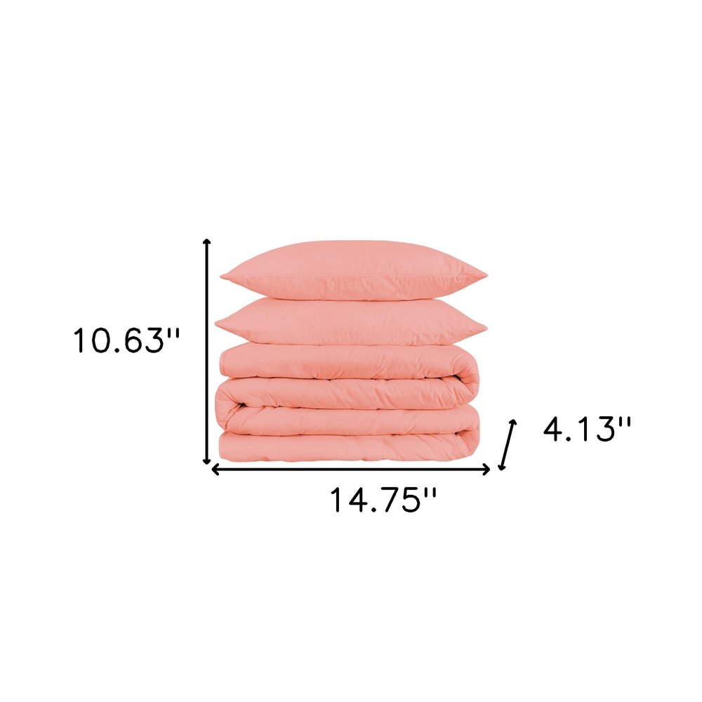 Dusty Rose Queen Cotton Washable Duvet Cover Set