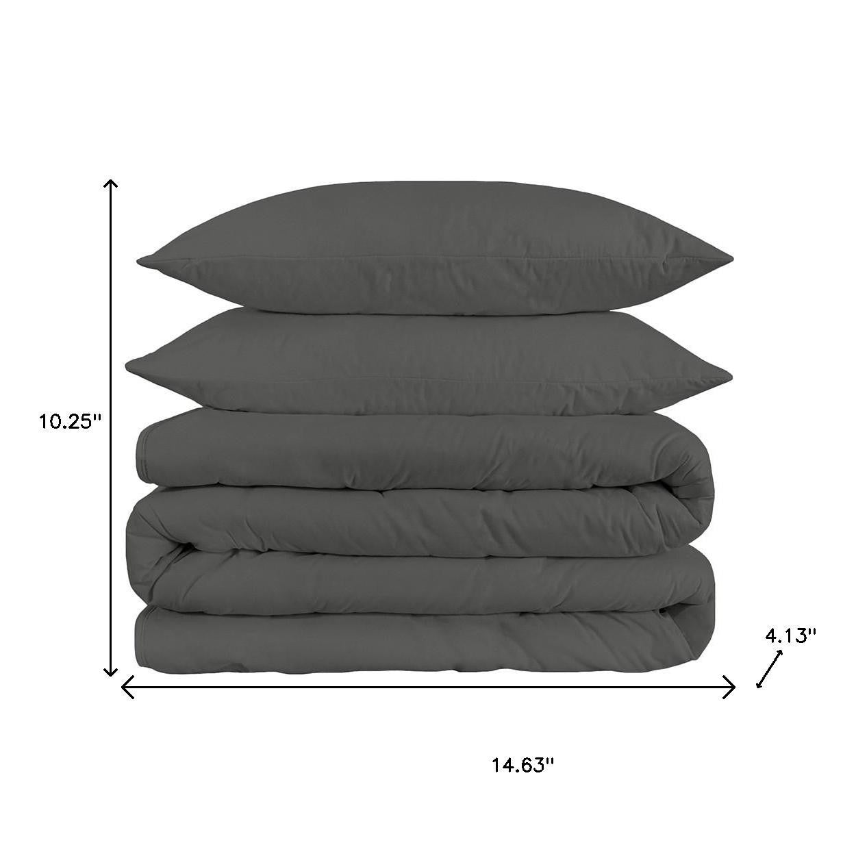 Gray King Cotton Blend 1500 Thread Count Washable Duvet Cover Set
