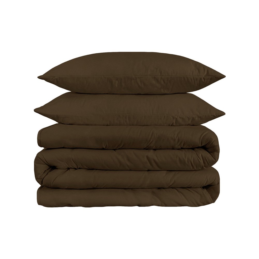 Dark Brown King Cotton Washable Duvet Cover Set