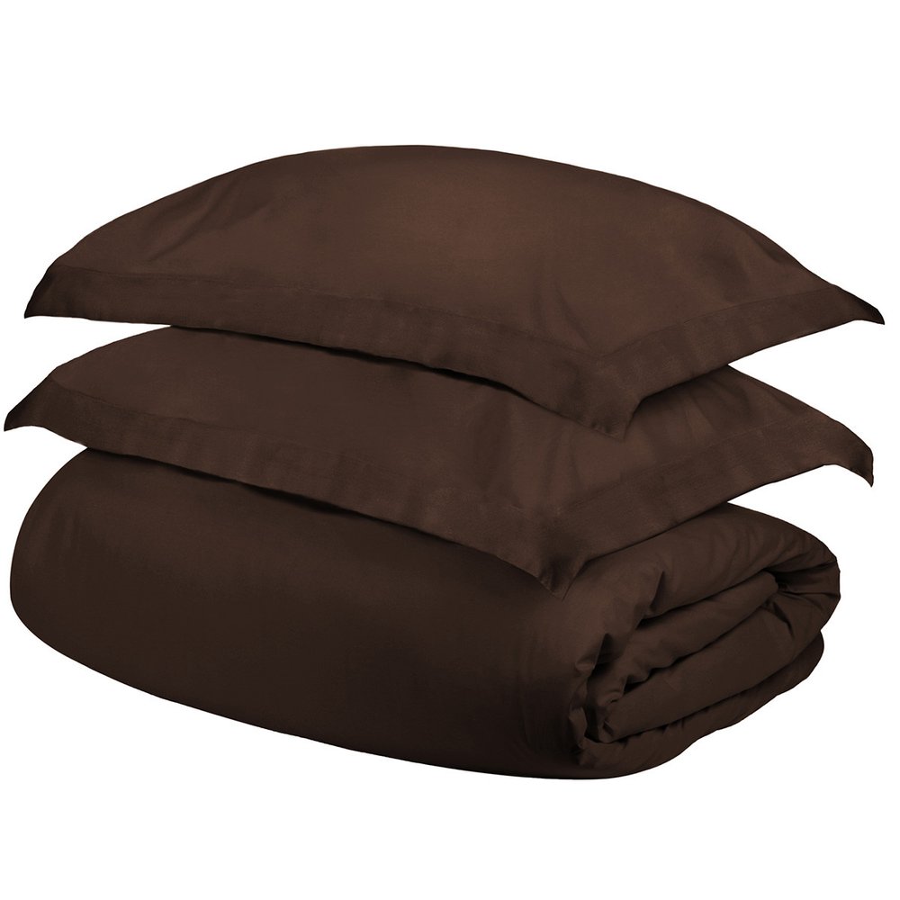Dark Brown Queen Cotton Washable Duvet Cover Set