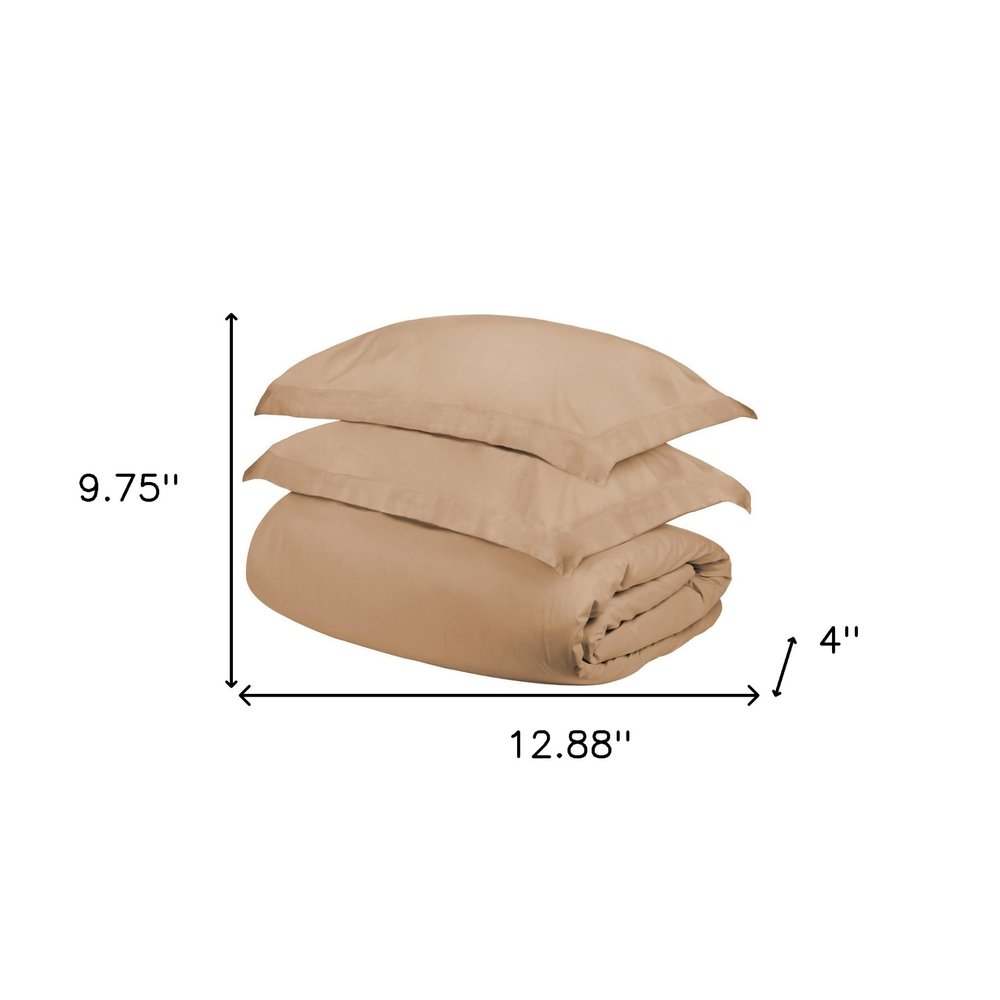 Beige King Cotton Washable Duvet Cover Set