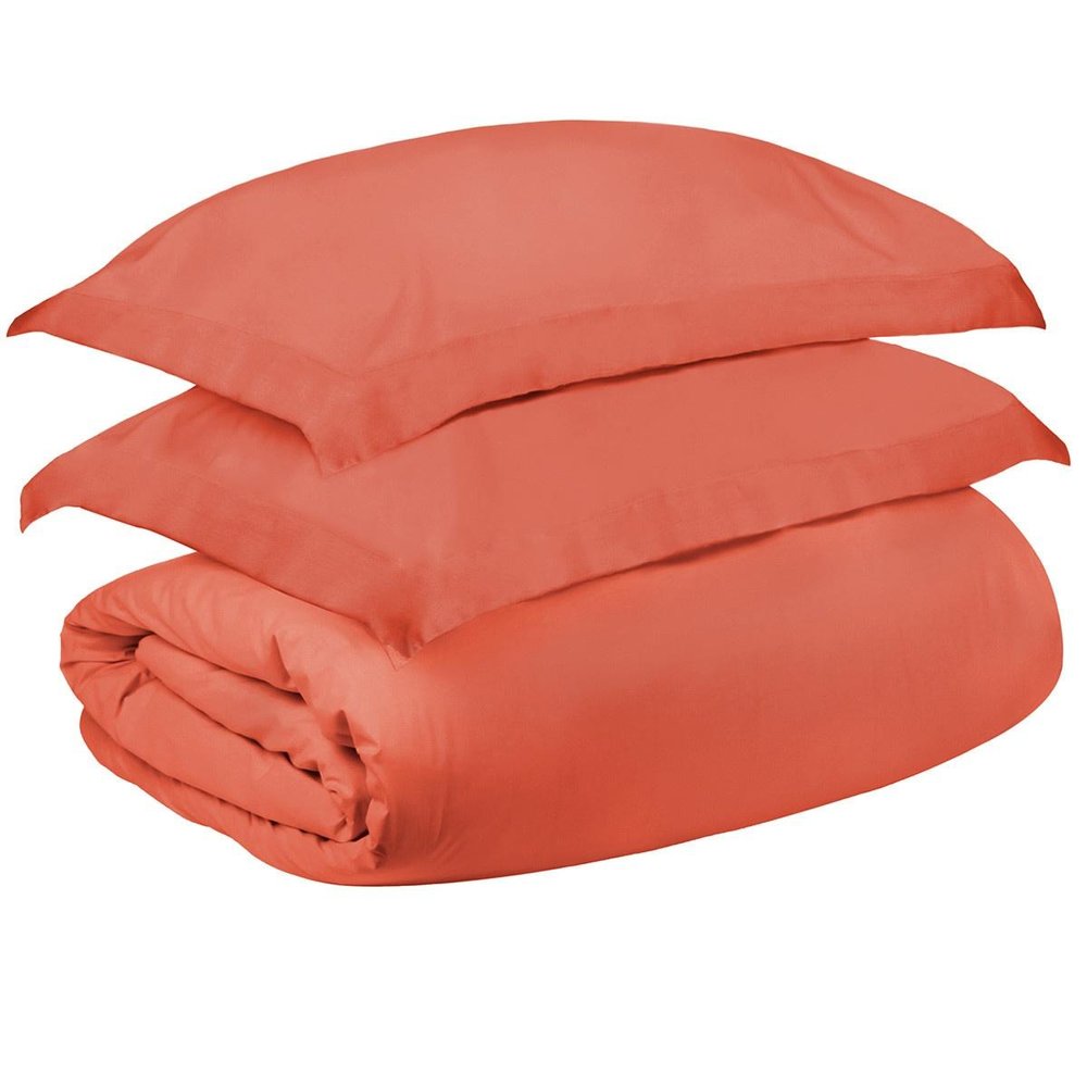 Coral Twin Cotton Washable Duvet Cover Set