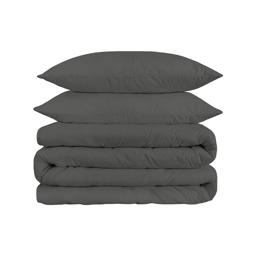 Gray Twin Cotton Washable Duvet Cover Set