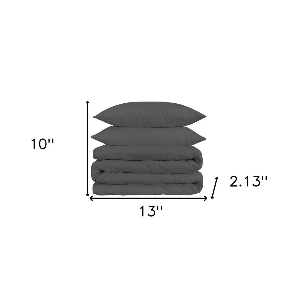 Gray Twin Cotton Washable Duvet Cover Set