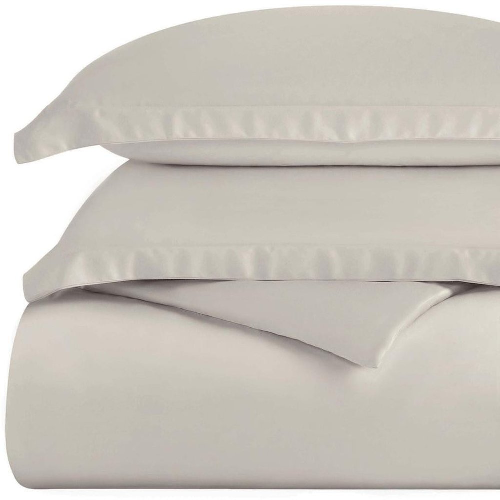 Light Gray Twin Cotton Washable Duvet Cover Set