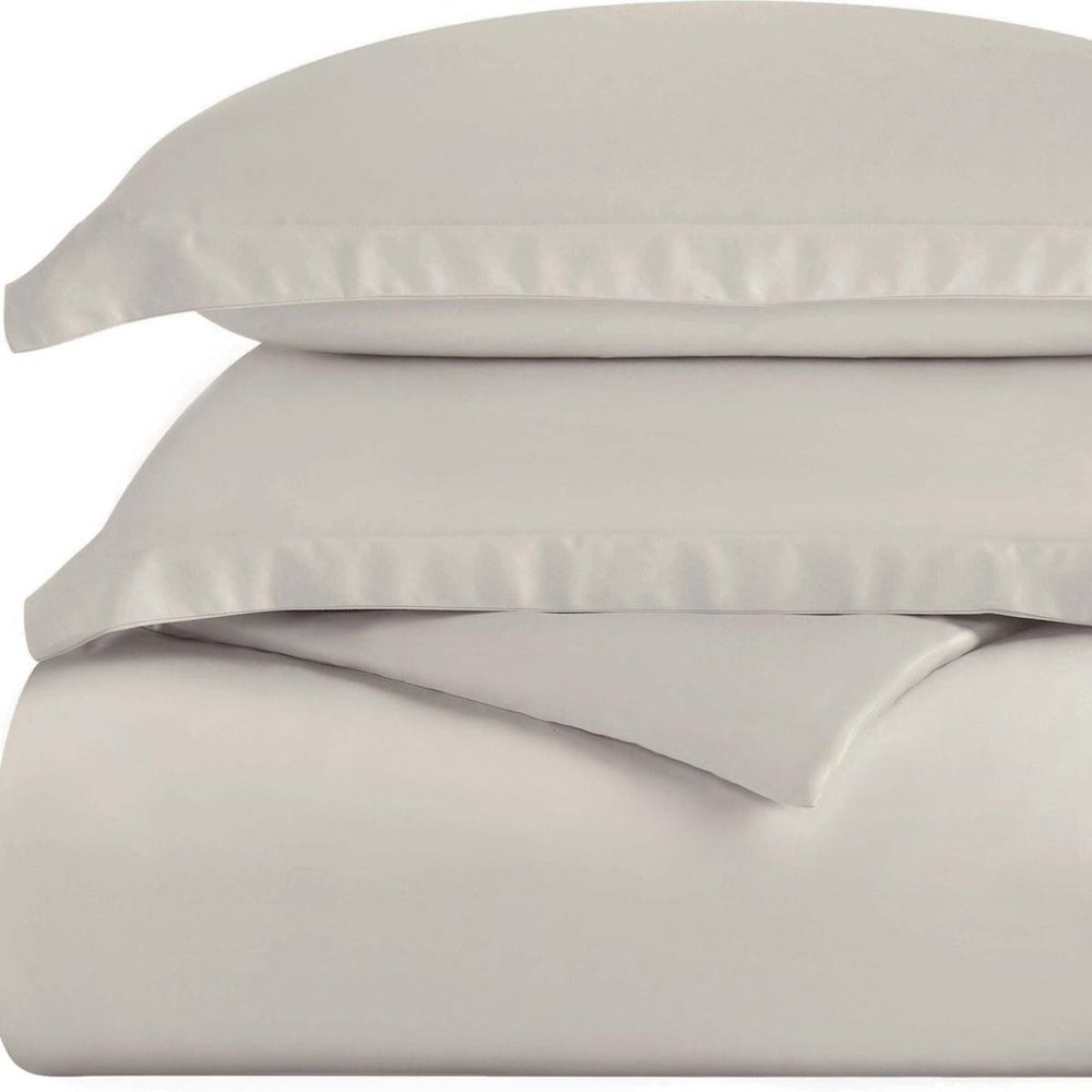 Light Gray Twin Cotton Washable Duvet Cover Set