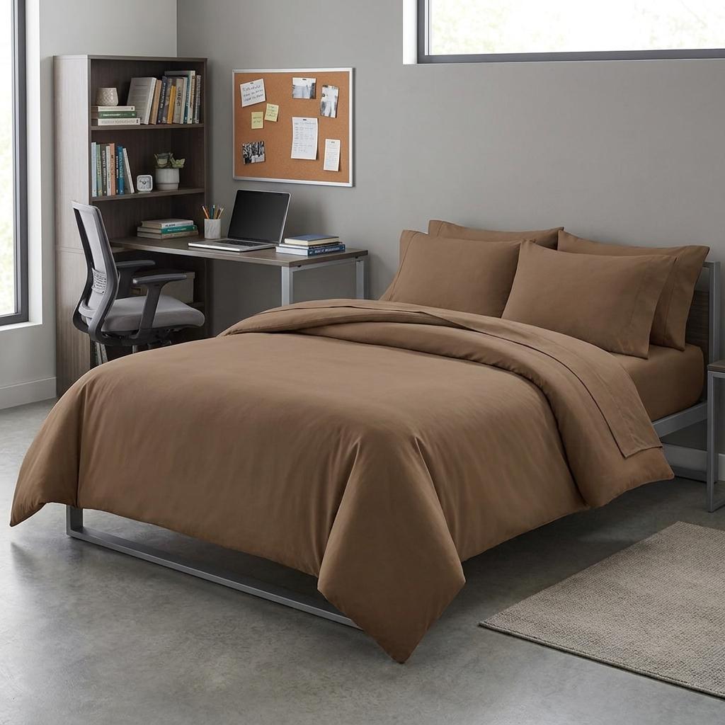 Taupe Twin Cotton Washable Duvet Cover Set