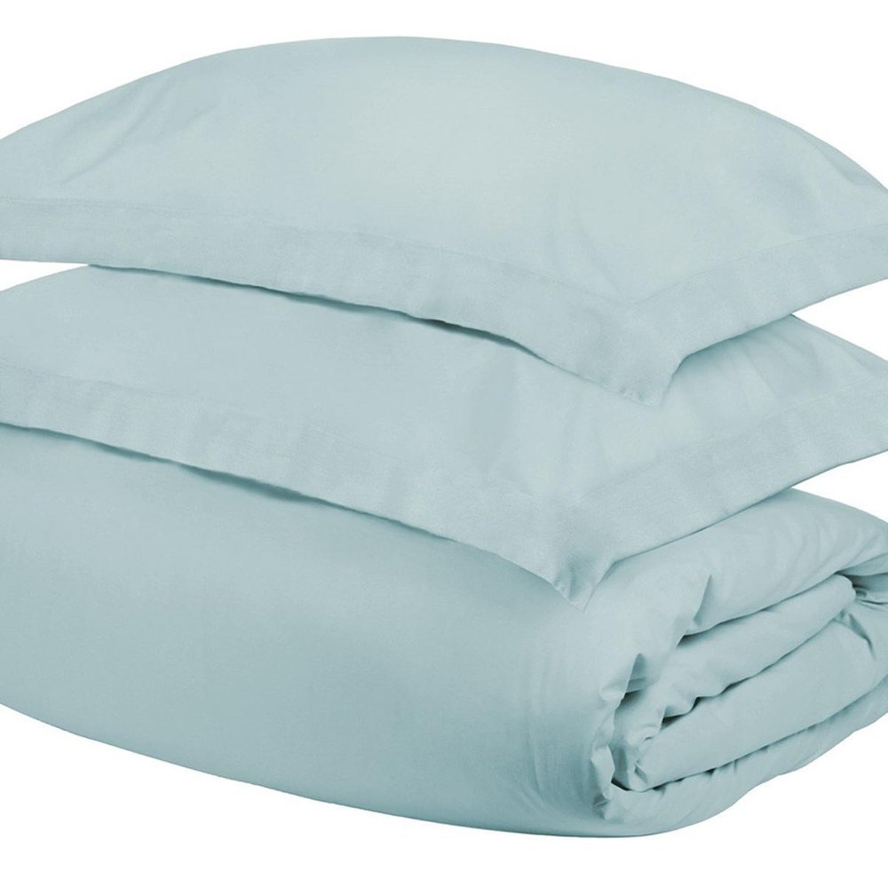 Light Blue Queen Cotton Washable Duvet Cover Set
