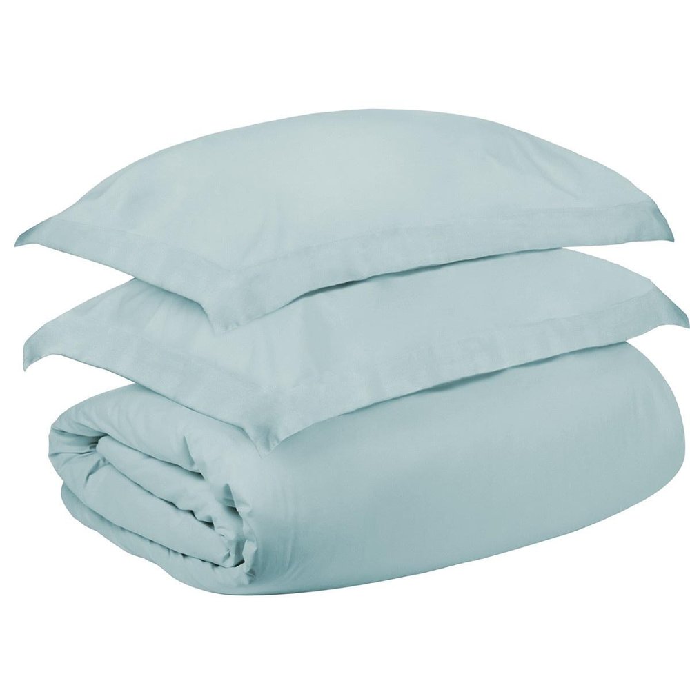 Light Blue Queen Cotton Washable Duvet Cover Set