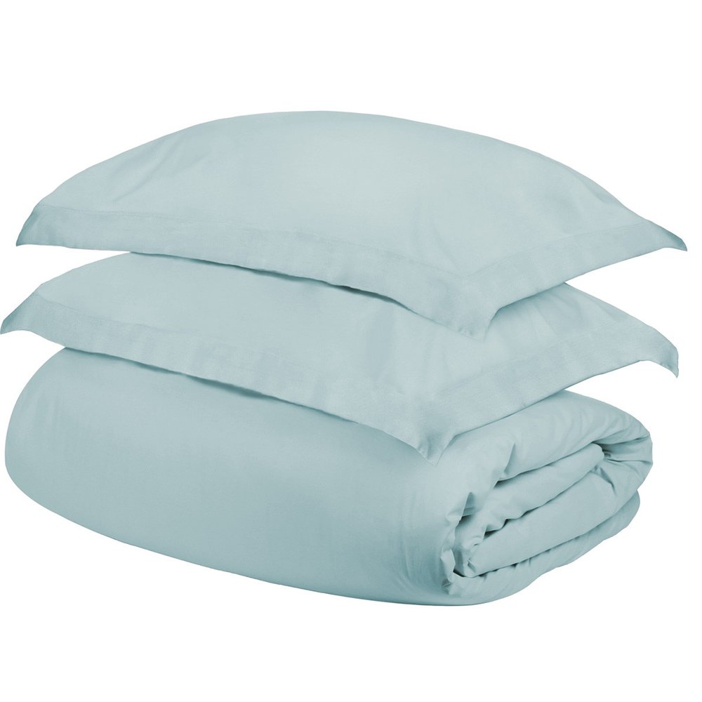 Light Blue Queen Cotton Washable Duvet Cover Set