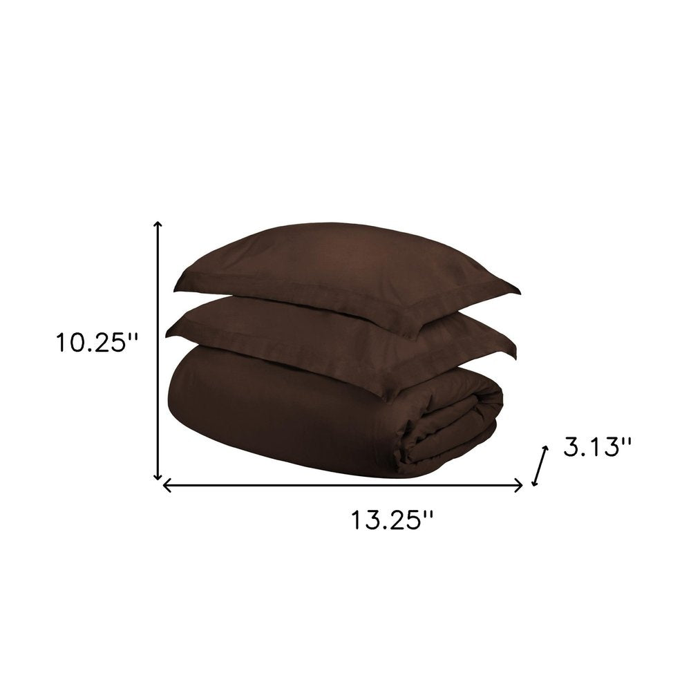 Dark Brown King Cotton Washable Duvet Cover Set