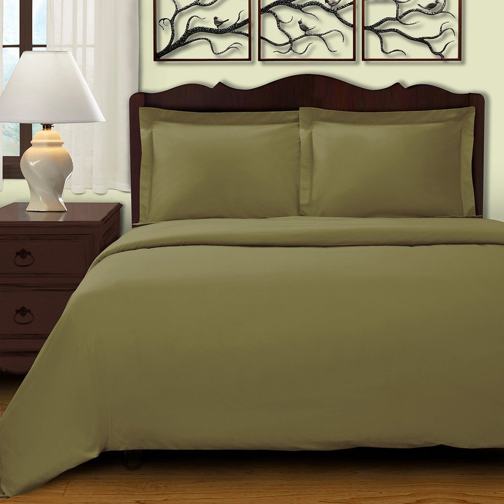 Sage Twin Cotton Blend 400 Thread Count Washable Duvet Cover Set