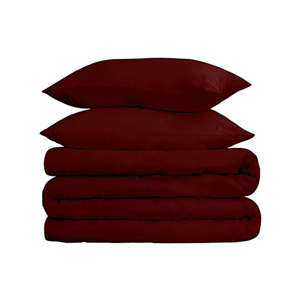 Burgundy King Cotton Washable Duvet Cover Set